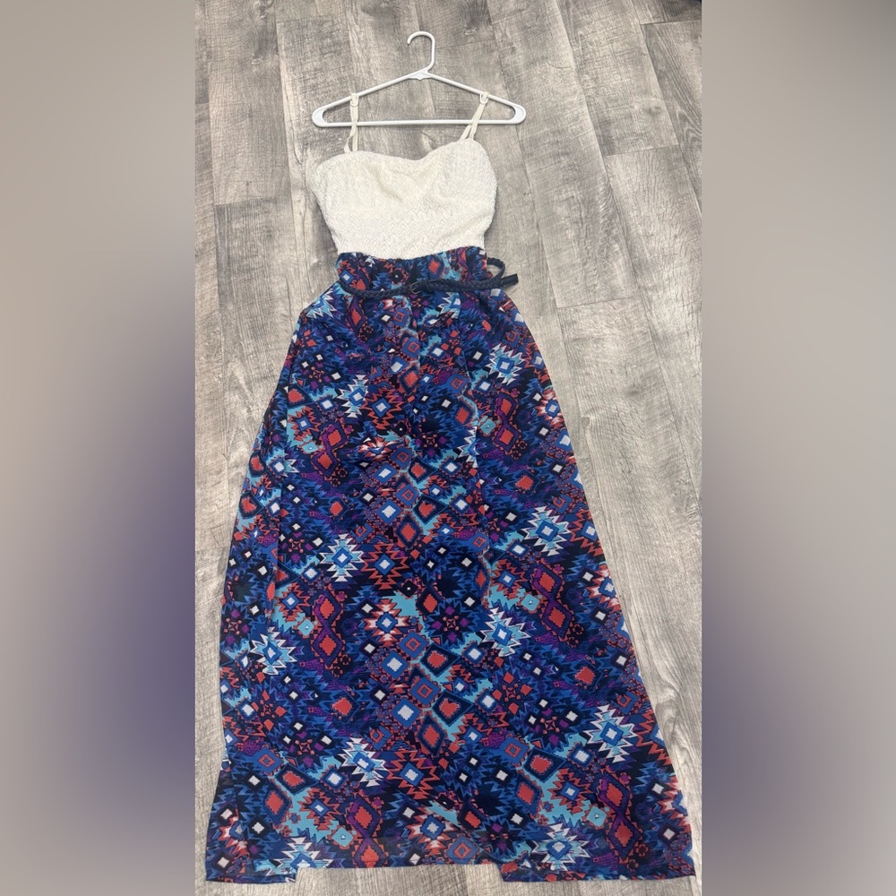 Lily Rose White and Multicolor Maxi Dress